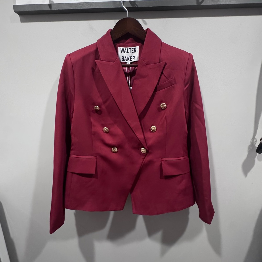 Walter Baker Phelps Blazer XL Wine Red NEW Double Breasted Gold Buttons $268 - Picture 2 of 10